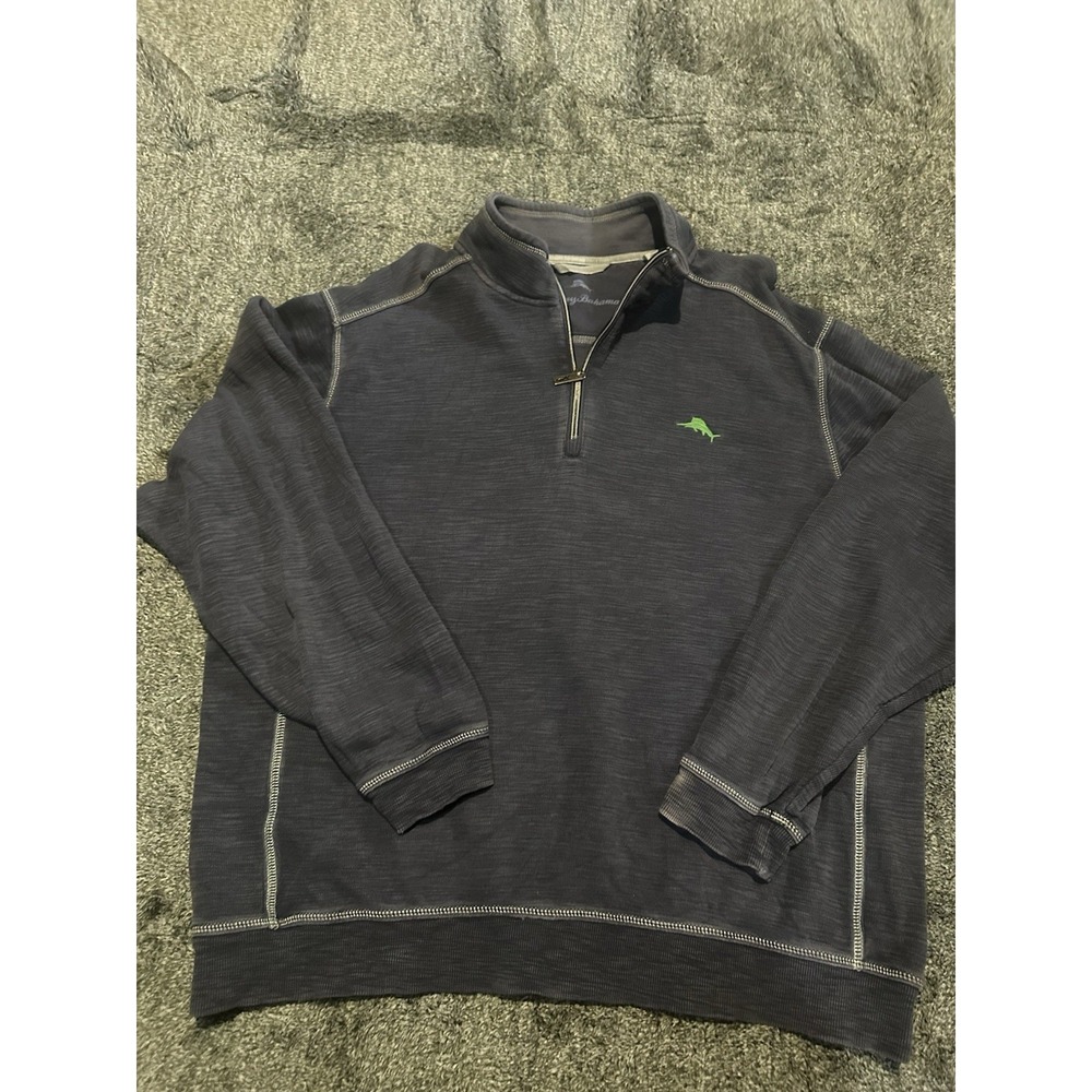 Tommy Bahama Tobago Bay Half Zip Sweatshirt Mens XL Grey Flaw Read Description